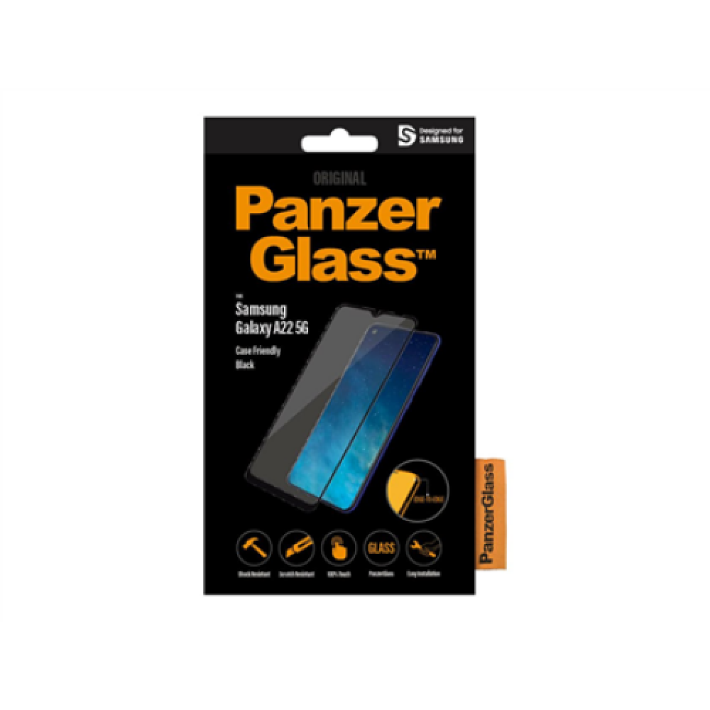 PanzerGlass Samsung A22 5G CF Hybrid glass Black Screen Protector Full frame coverage; Rounded edges; 100% touch preservation