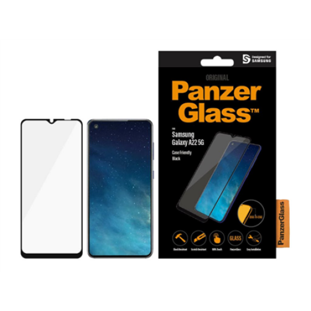 PanzerGlass Samsung A22 5G CF Hybrid glass Black Screen Protector Full frame coverage; Rounded edges; 100% touch preservation