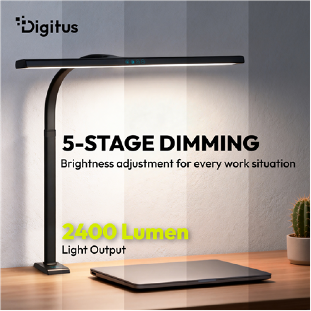 Digitus LED Desk Lamp, 80 cm, Black , DA-90492 , 2400 lm , 16 W , 3000-6500 K , Warm white , LED lamp , 10 V
