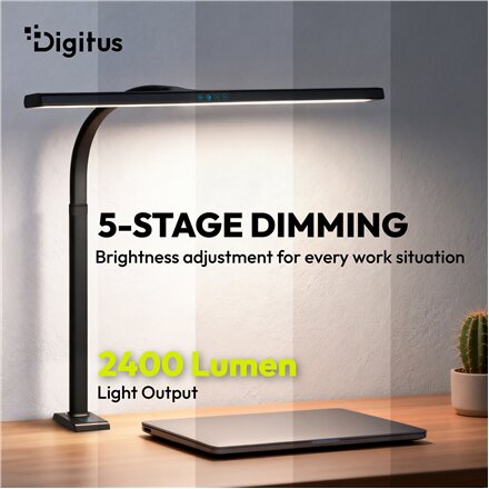 Digitus LED Desk Lamp, 80 cm, Black , DA-90492 , 2400 lm , 16 W , 3000-6500 K , Warm white , LED lamp , 10 V