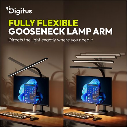 Digitus LED Desk Lamp, 80 cm, Black , DA-90492 , 2400 lm , 16 W , 3000-6500 K , Warm white , LED lamp , 10 V