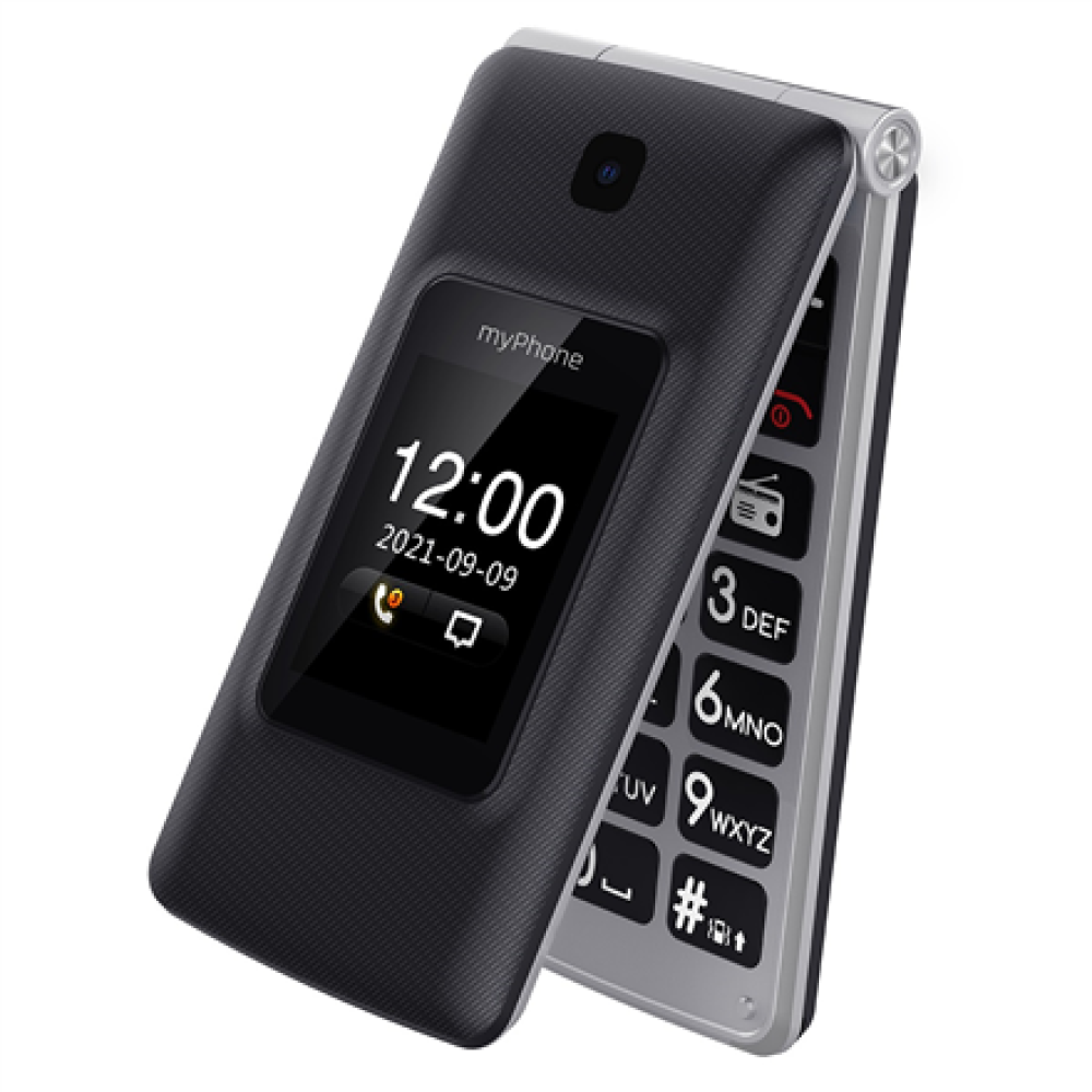 myPhone Tango , LTE , Black , 2.4 + 1.77 , TN , 64 MB , 128 MB , Dual SIM , Nano SIM , Bluetooth , 5.1 , USB version Type-C , Built-in camera , Main camera resolution 2.0 MP , 1400 mAh