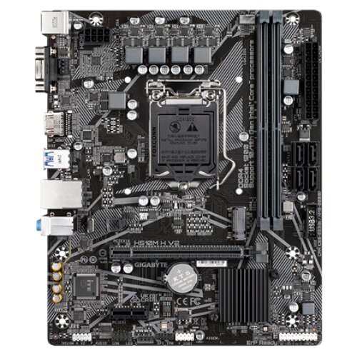 Gigabyte , H510M H V2 1.0 M/B , Processor family Intel , Processor socket LGA1200 , DDR4 DIMM , Memory slots 2 , Supported hard disk drive interfaces SATA, M.2 , Number of SATA connectors 4 , Chipset Intel H470 Express , Micro ATX