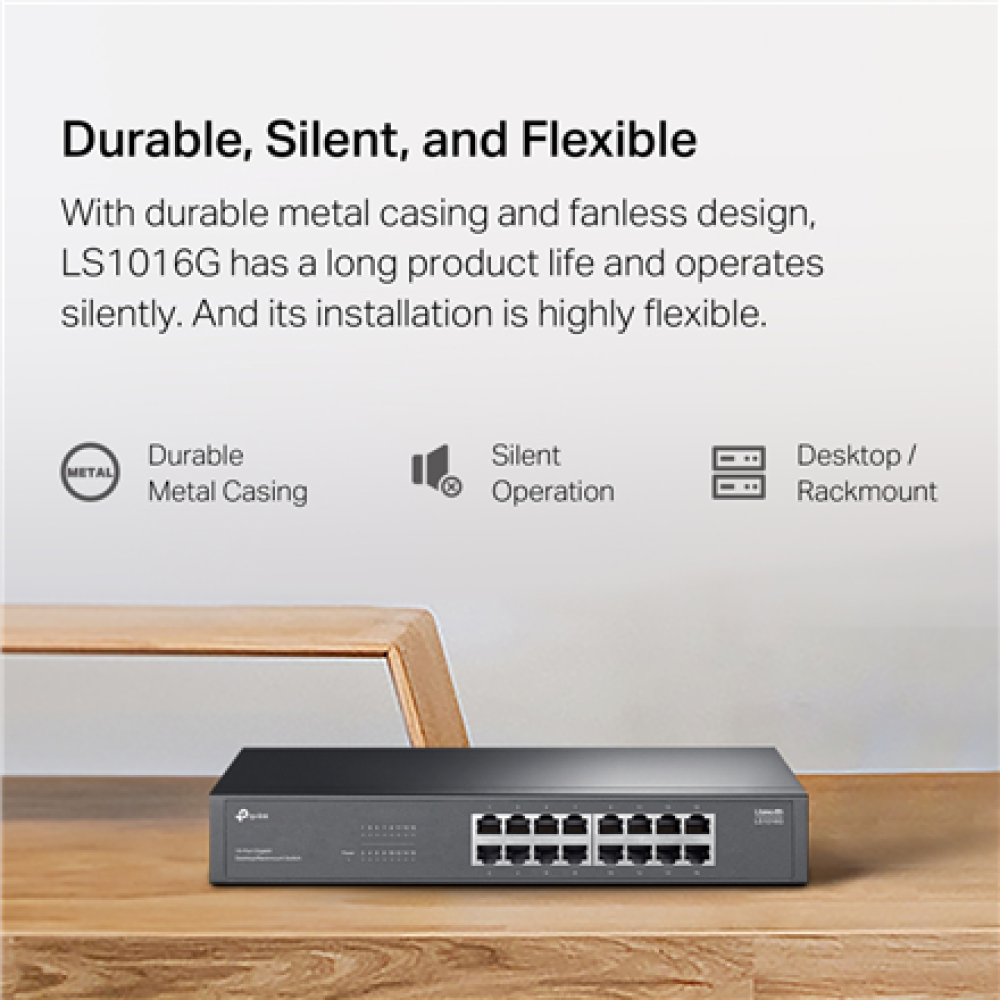 TP-LINK 16-Port Gigabit Switch , LS1016G , Unmanaged , Desktop/Rack-mountable