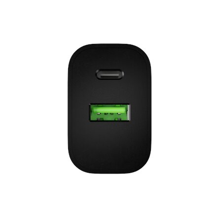 Natec Ribera USB Charger 1X USB-A + 1X USB-C 20W, Black