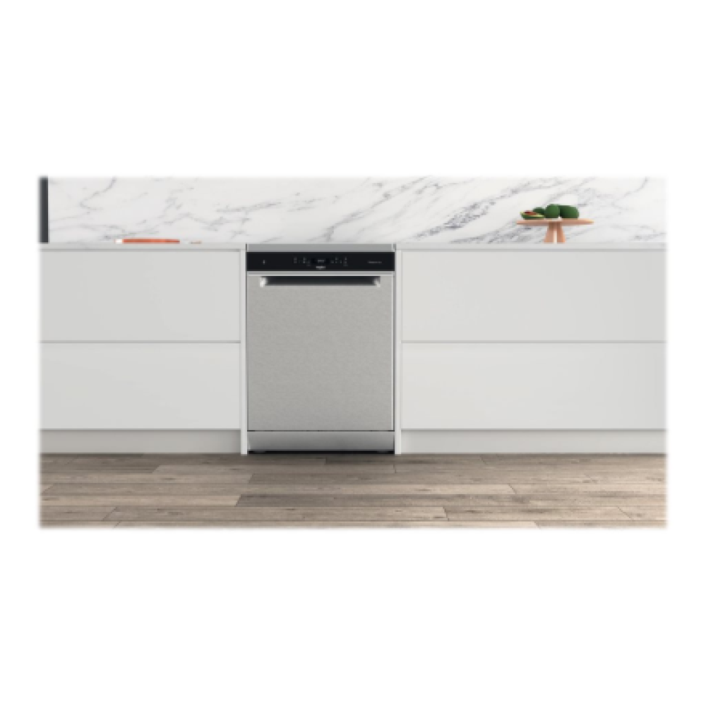 Whirlpool Dishwasher , WFO 3T133 P 6.5 X , Freestanding , Width 60 cm , Number of place settings 14 , Number of programs 10 , Energy efficiency class D , Display , Stainless steel