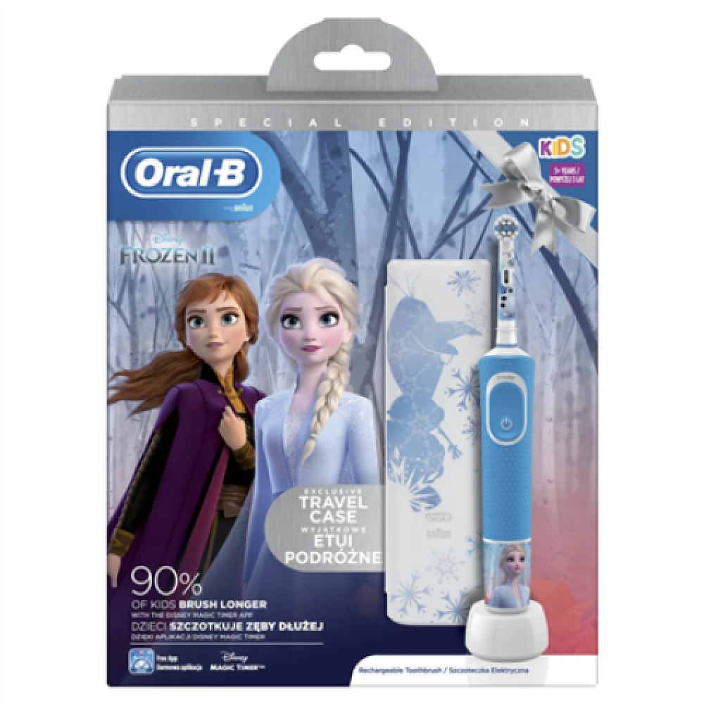 Oral-B Electric Toothbrush D100 Frozen II Rechargeable For kids Number of brush heads included 1 Number of teeth brushing modes 2 White/Blue