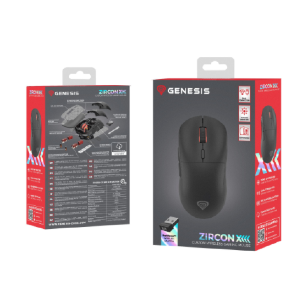 Genesis Zircon XIII Custom , Gaming Mouse , Wireless , 2.4 GHz, USB , Black