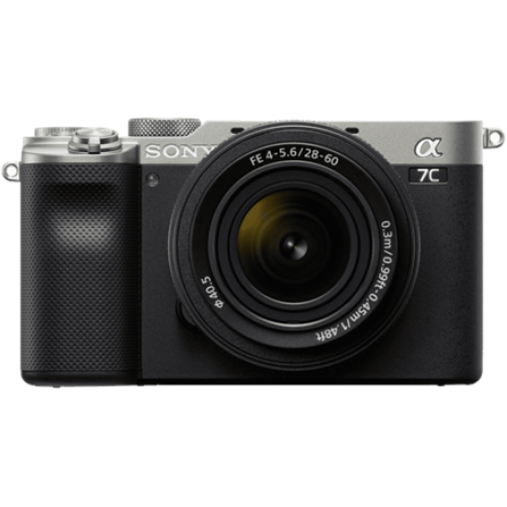 ILCE-7CL Sony Alpha A7C Full-frame Mirrorless Interchangeable Lens Camera with Sony FE 28-60mm F4-5.6 Zoom Lens, Silver