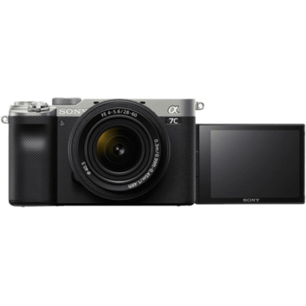 ILCE-7CL Sony Alpha A7C Full-frame Mirrorless Interchangeable Lens Camera with Sony FE 28-60mm F4-5.6 Zoom Lens, Silver