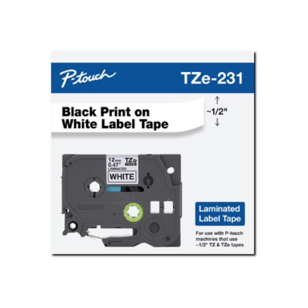 Brother , TZ-231 Laminated Tape , Black on White , TZe , 8 m , 1.2 cm