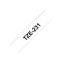 Brother , TZ-231 Laminated Tape , Black on White , TZe , 8 m , 1.2 cm
