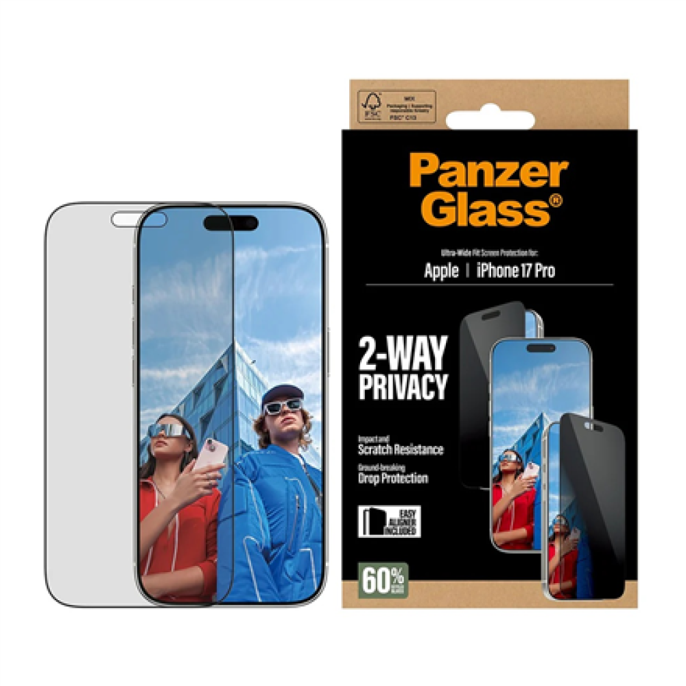 PanzerGlass Screen protector , Apple , iPhone 17 Pro , Glass , Transparent , Ultra-Wide Fit w. EasyAligner