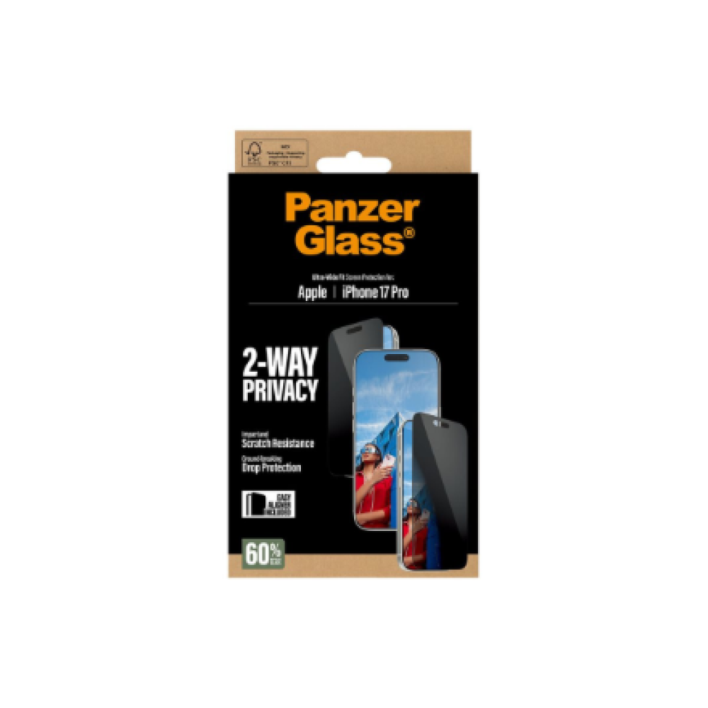 PanzerGlass Screen protector , Apple , iPhone 17 Pro , Glass , Transparent , Ultra-Wide Fit w. EasyAligner