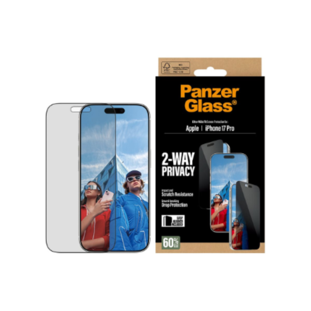 PanzerGlass Screen protector , Apple , iPhone 17 Pro , Glass , Transparent , Ultra-Wide Fit w. EasyAligner