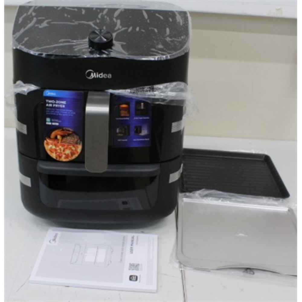 SALE OUT. Midea MAD1100DADK Air fryer digital,Two-zone cavity, 6.4L + 4.4L , Midea , Two Zone Airfryer , MAD1100DADK , Power 1850 W , Capacity 4.4/6.4 L , Rapid Air technology , Black , DAMAGED PACKAGING, UNPACKED