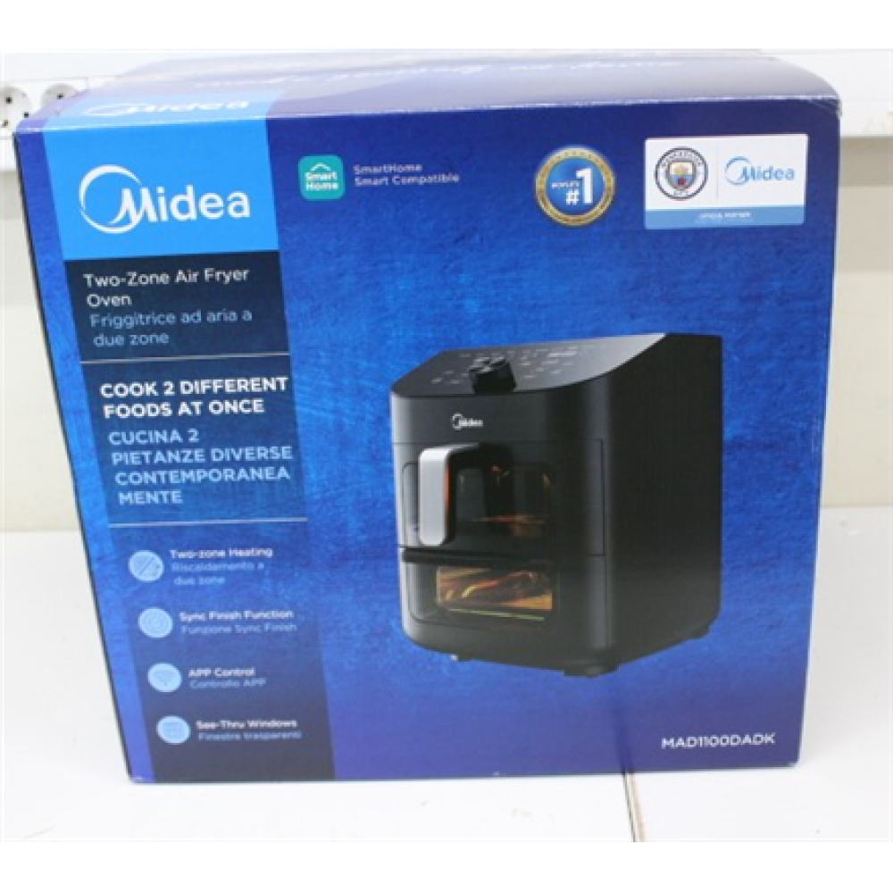 SALE OUT. Midea MAD1100DADK Air fryer digital,Two-zone cavity, 6.4L + 4.4L , Midea , Two Zone Airfryer , MAD1100DADK , Power 1850 W , Capacity 4.4/6.4 L , Rapid Air technology , Black , DAMAGED PACKAGING, UNPACKED