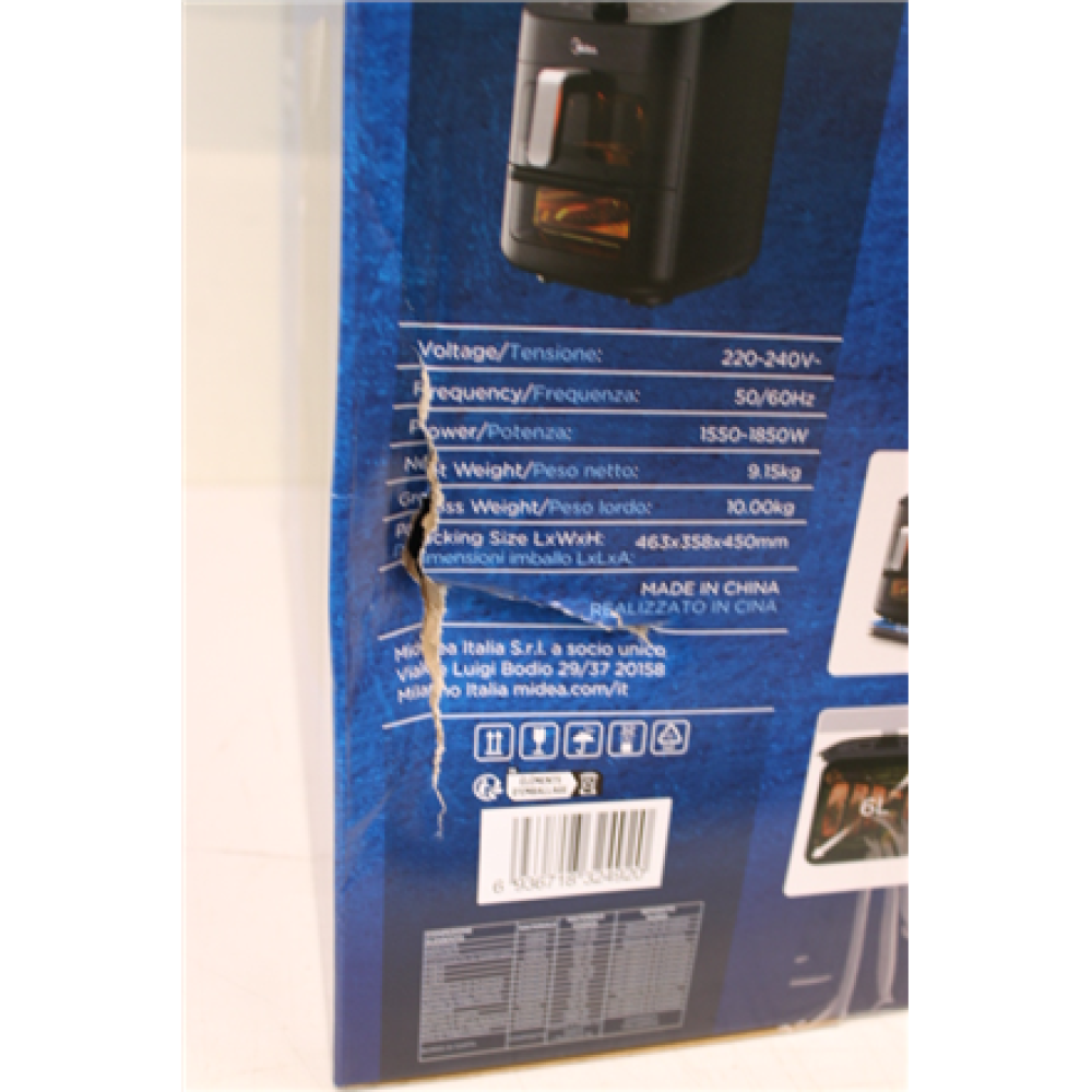 SALE OUT. Midea MAD1100DADK Air fryer digital,Two-zone cavity, 6.4L + 4.4L , Midea , Two Zone Airfryer , MAD1100DADK , Power 1850 W , Capacity 4.4/6.4 L , Rapid Air technology , Black , DAMAGED PACKAGING