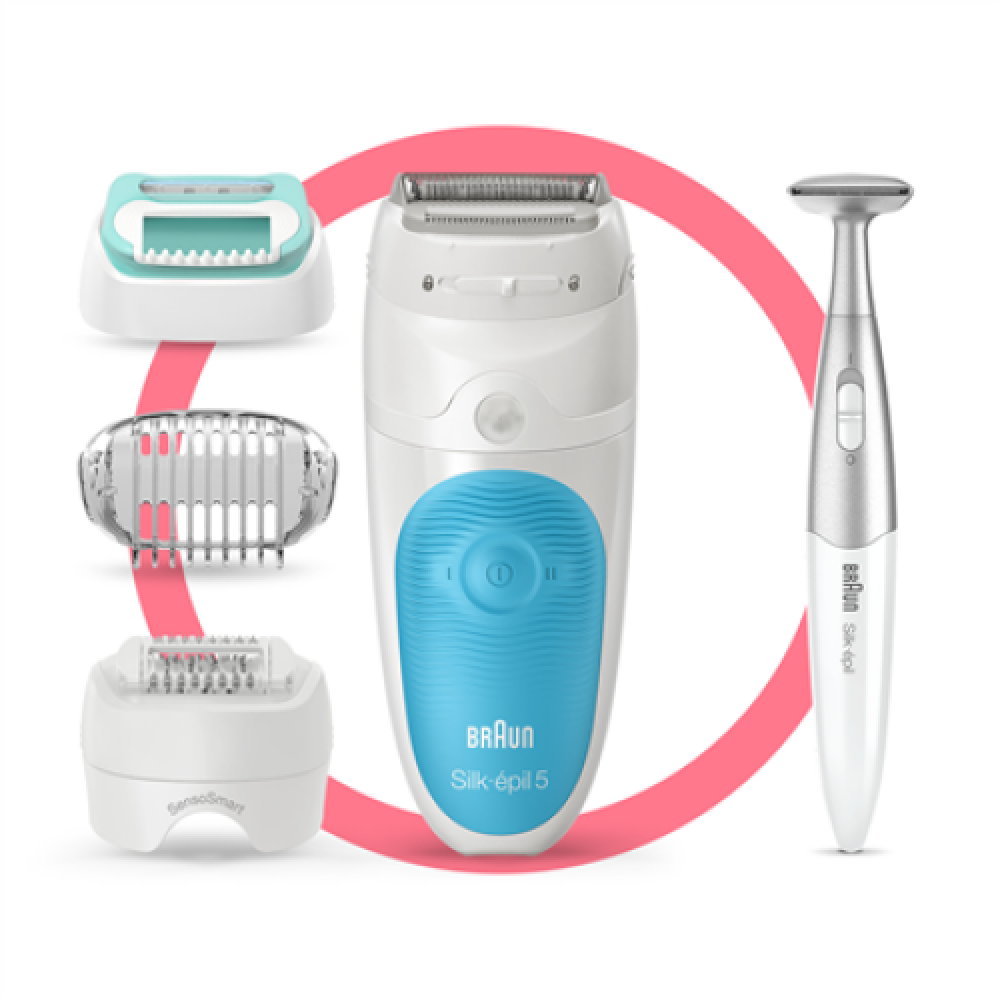 Braun Epilator SES 5810 SensoSmart Operating time (max) 30 min, Number of power levels 2, Wet & Dry, White/Blue, Cordless
