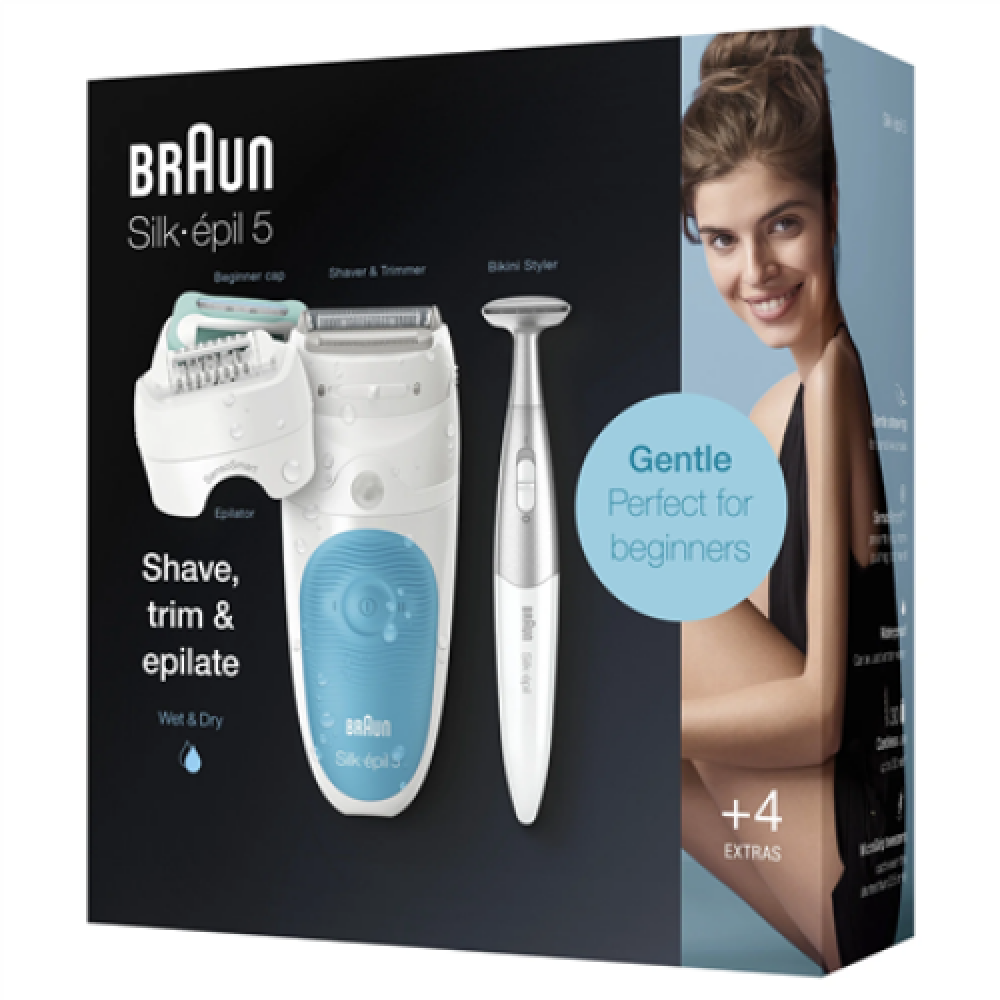Braun Epilator SES 5810 SensoSmart Operating time (max) 30 min, Number of power levels 2, Wet & Dry, White/Blue, Cordless