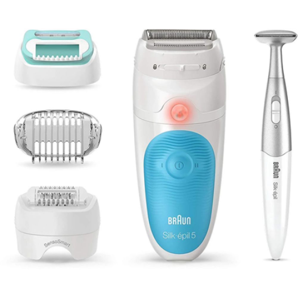 Braun Epilator SES 5810 SensoSmart Operating time (max) 30 min, Number of power levels 2, Wet & Dry, White/Blue, Cordless