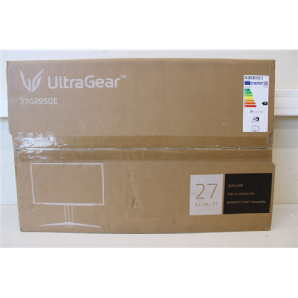 SALE OUT. LG 27GR95QE-B.AEU 27/OLED,16:9, 2560 x 1440, 200cd/m2, 0.03s/ HDMI, DisplayPort LG Monitor 27GR95QE-B.AEU 27 , QHD, 2560 x 1440, 16:9, 0.03 ms, 200 cd/m², DAMAGED PACKAGING, HDMI ports quantity 2, 240 Hz