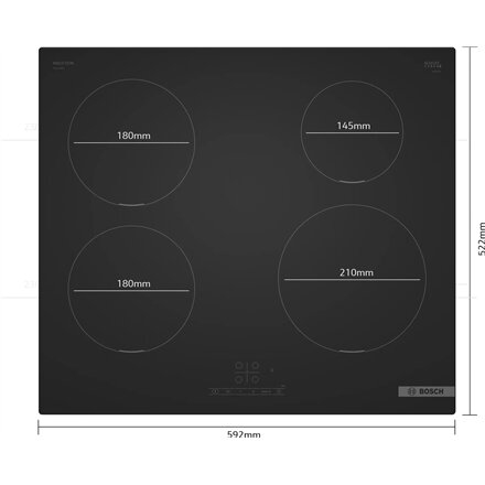 Bosch PIE61ABB5E , Hob , Induction , Number of burners/cooking zones 4 , Touch , Matt Black , Timer