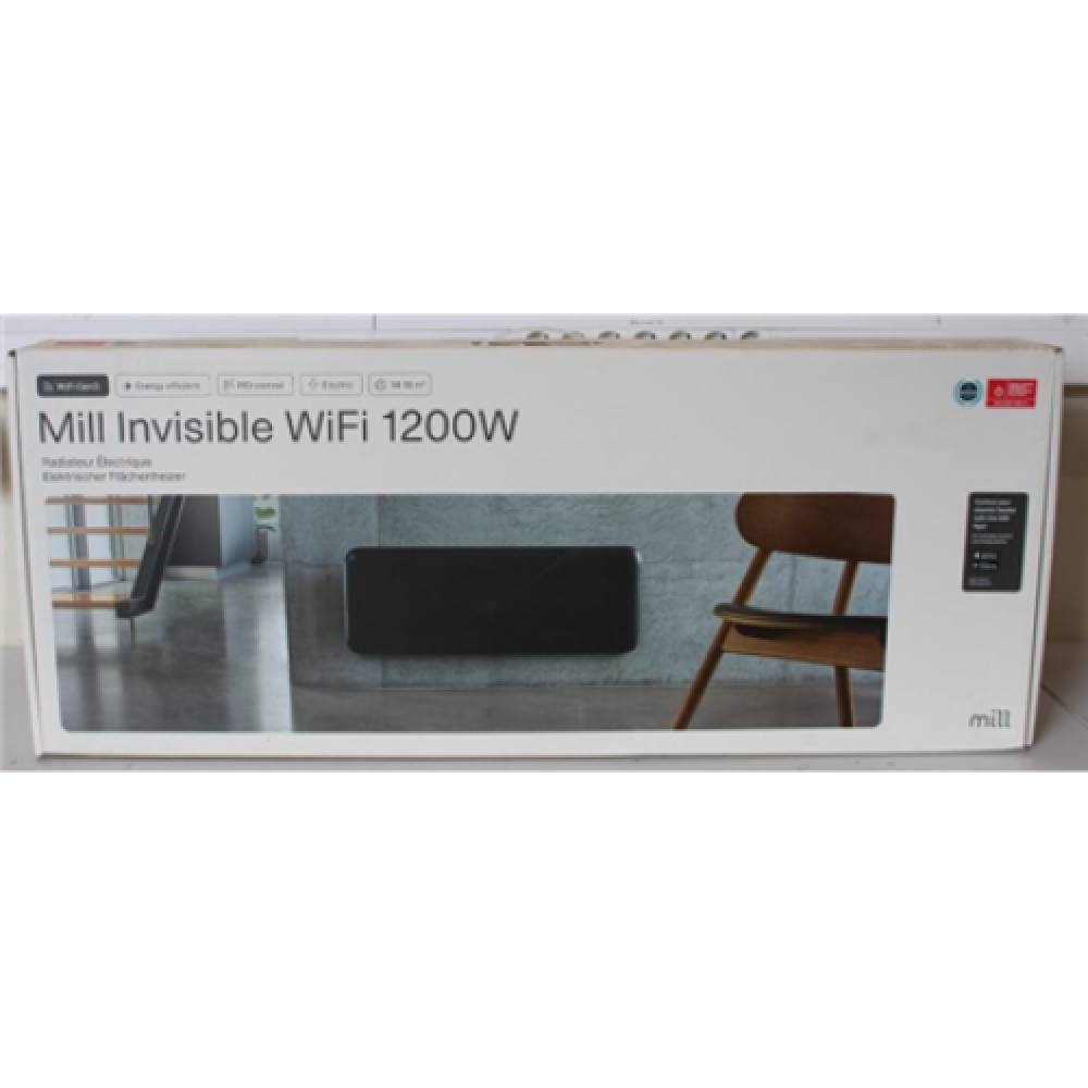 SALE OUT. , Mill Heater , PA1200WIFI3B WiFi Gen3 , Panel Heater , Power 1200 W , Black , UNPACKED, USED, SCRATCHED BACK, DENT ON TOP
