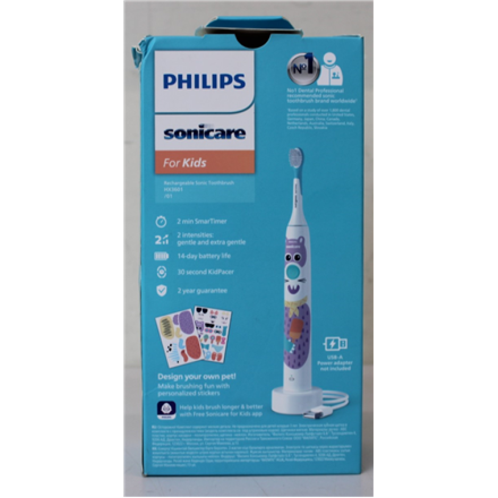 SALE OUT. Philips HX3601/01 Sonicare Sonic Electric Toothbrush, White , Philips Sonicare Sonic Electric Toothbrush , HX3601/01 , Warranty 24 month(s) , Rechargeable , For children , Number of brush heads included 1 , Number of teeth brushing modes 1 , Whi