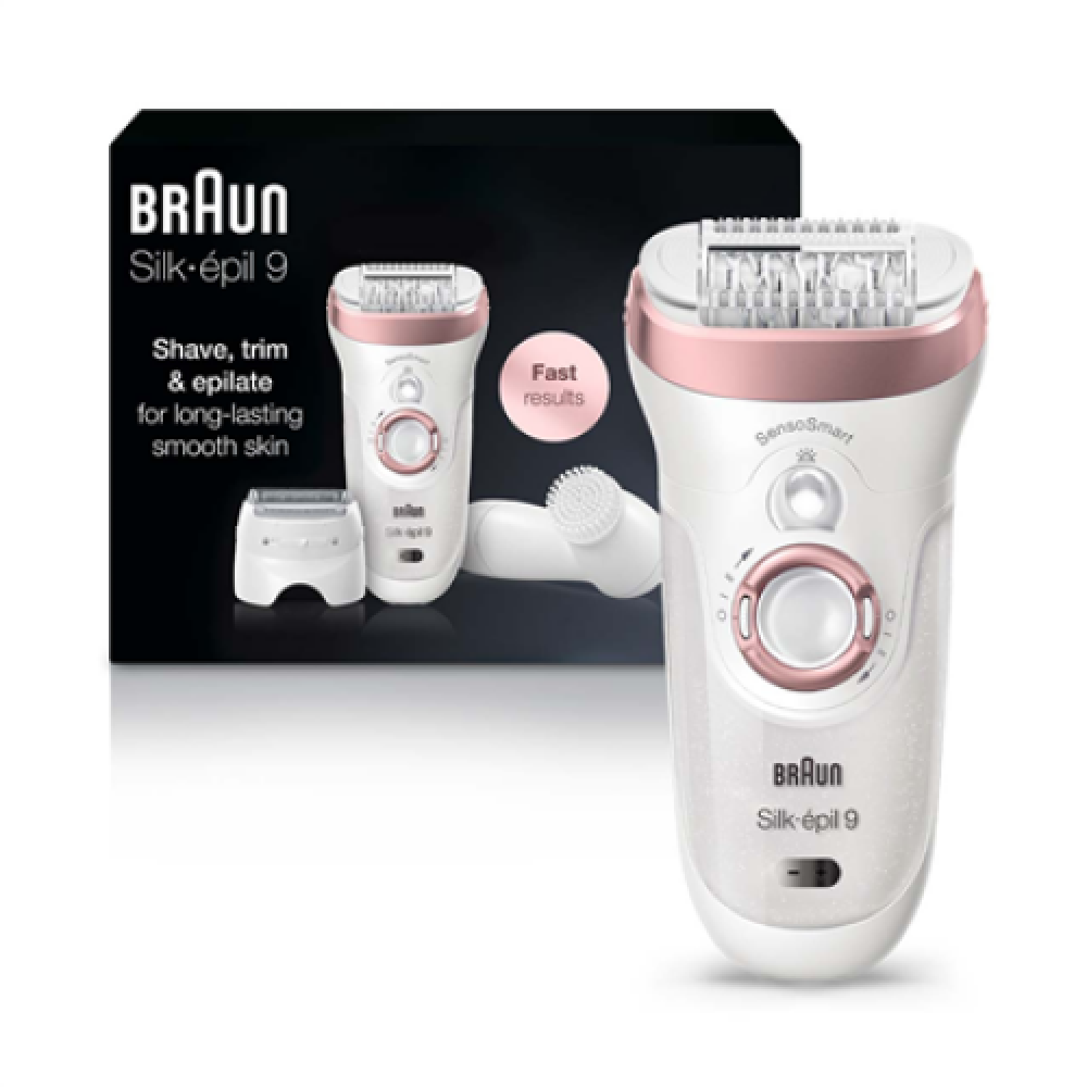 Braun , Silk·épil 9 Epilator , SES 9880 , Operating time (max) 50 min , Number of power levels 2 , Wet & Dry , White/Rose Gold
