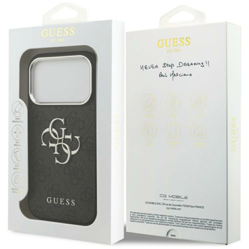 GUESS , Hardcase 4G , Back cover , iPhone 17 Pro Max , Apple , Ecological leather/PC/Plastic/TPU , Black