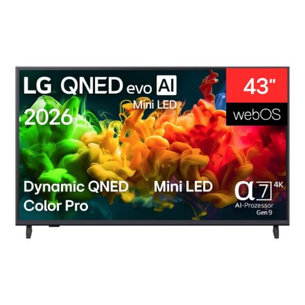 LG QNED 4K evo AI Mini LED TV , 43QNED8EB3F , 43 , Smart TV , webOS , UHD , Black
