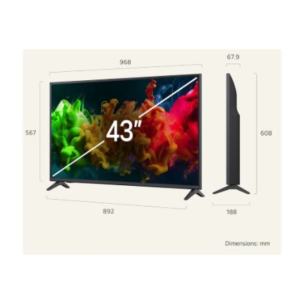LG QNED 4K evo AI Mini LED TV , 43QNED8EB3F , 43 , Smart TV , webOS , UHD , Black