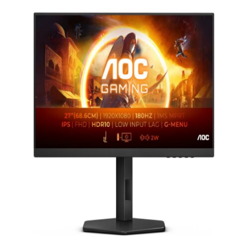 AOC , Gaming Monitor , 27G4X , 27 , IPS , 16:9 , 180 Hz , 1 ms , 1920 x 1080 pixels , 300 cd/m² , HDMI ports quantity 2 , Black