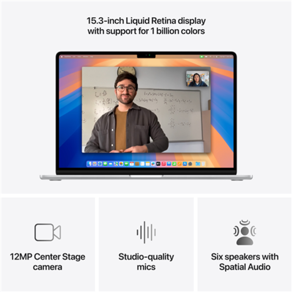 Apple MacBook , Air , Silver , 15 , IPS , 2880 x 1864 pixels , Apple M4 , 24 GB , Solid-state drive capacity 512 GB , Apple M4 chip 10-core CPU/10-core GPU , macOS , 802.11ax , Bluetooth version 5.0 , Keyboard language English , Keyboard backlit