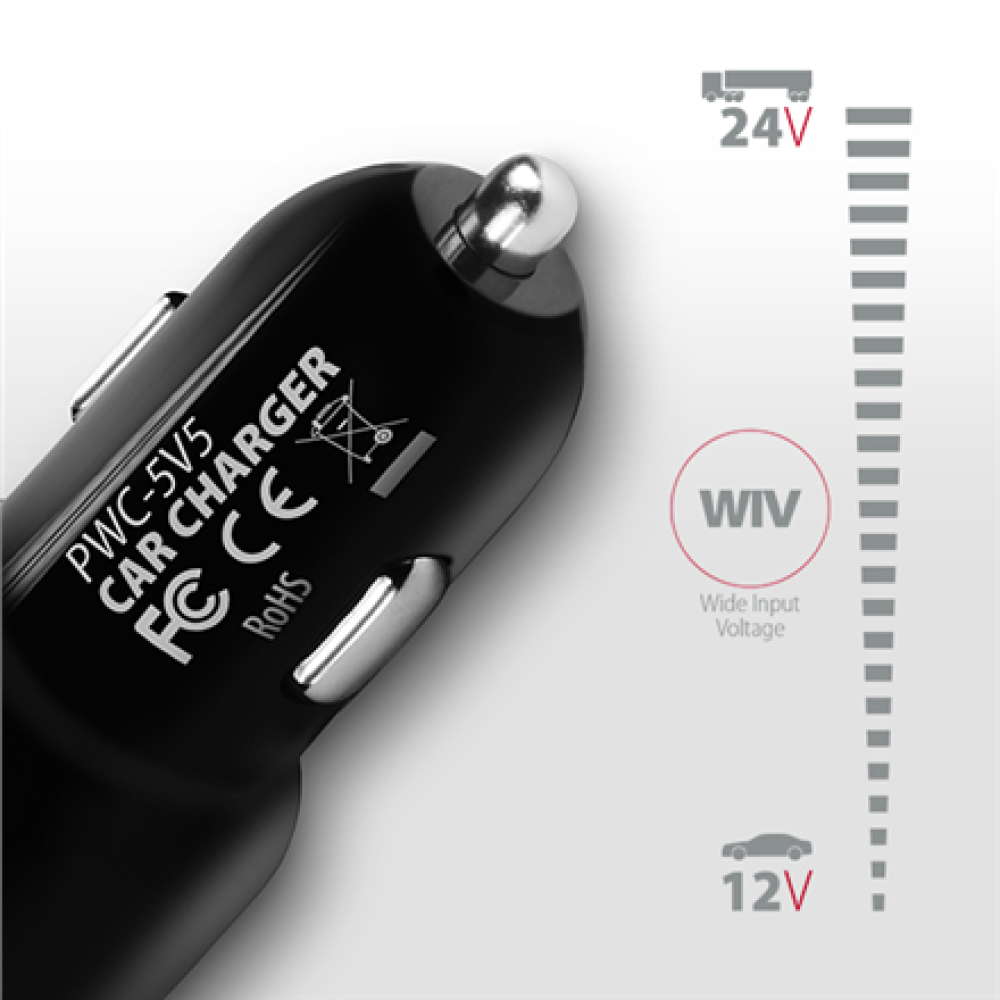 AXAGON Dual car charger, 24W , PWC-5V5