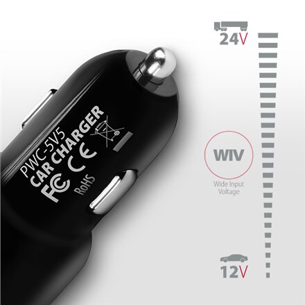 AXAGON Dual car charger, 24W , PWC-5V5