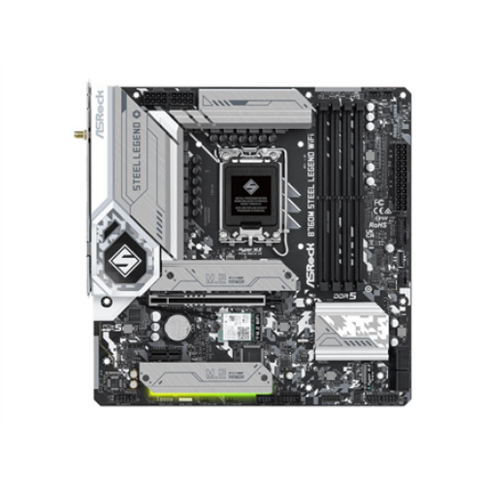 ASRock , B760M Steel Legend WiFi , Processor family Intel , Processor socket LGA1700 , DDR5 DIMM , Memory slots 4 , Supported hard disk drive interfaces SATA3, 3 Hyper M.2 , Number of SATA connectors 4 , Chipset B760 , Micro ATX