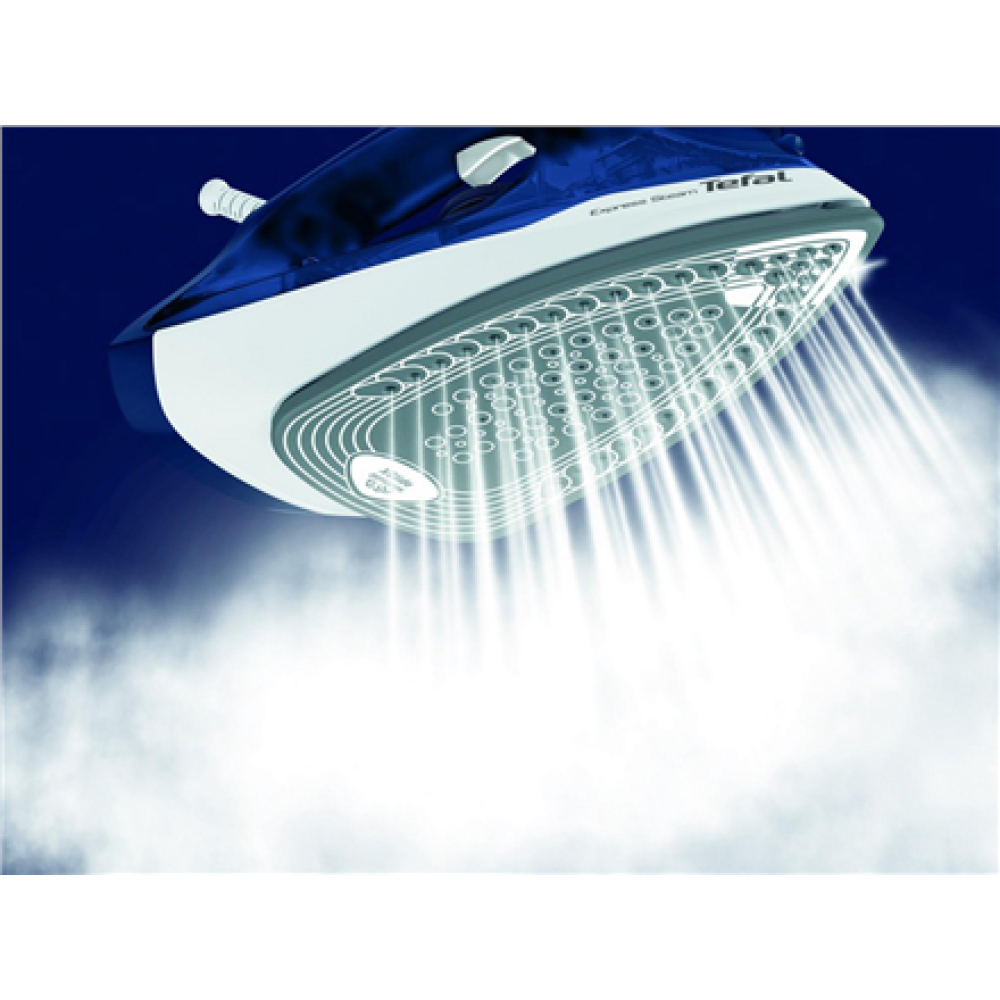 TEFAL , FV2838E0 , Steam Iron , 2400 W , Water tank capacity 270 ml , Continuous steam 40 g/min , Blue/White