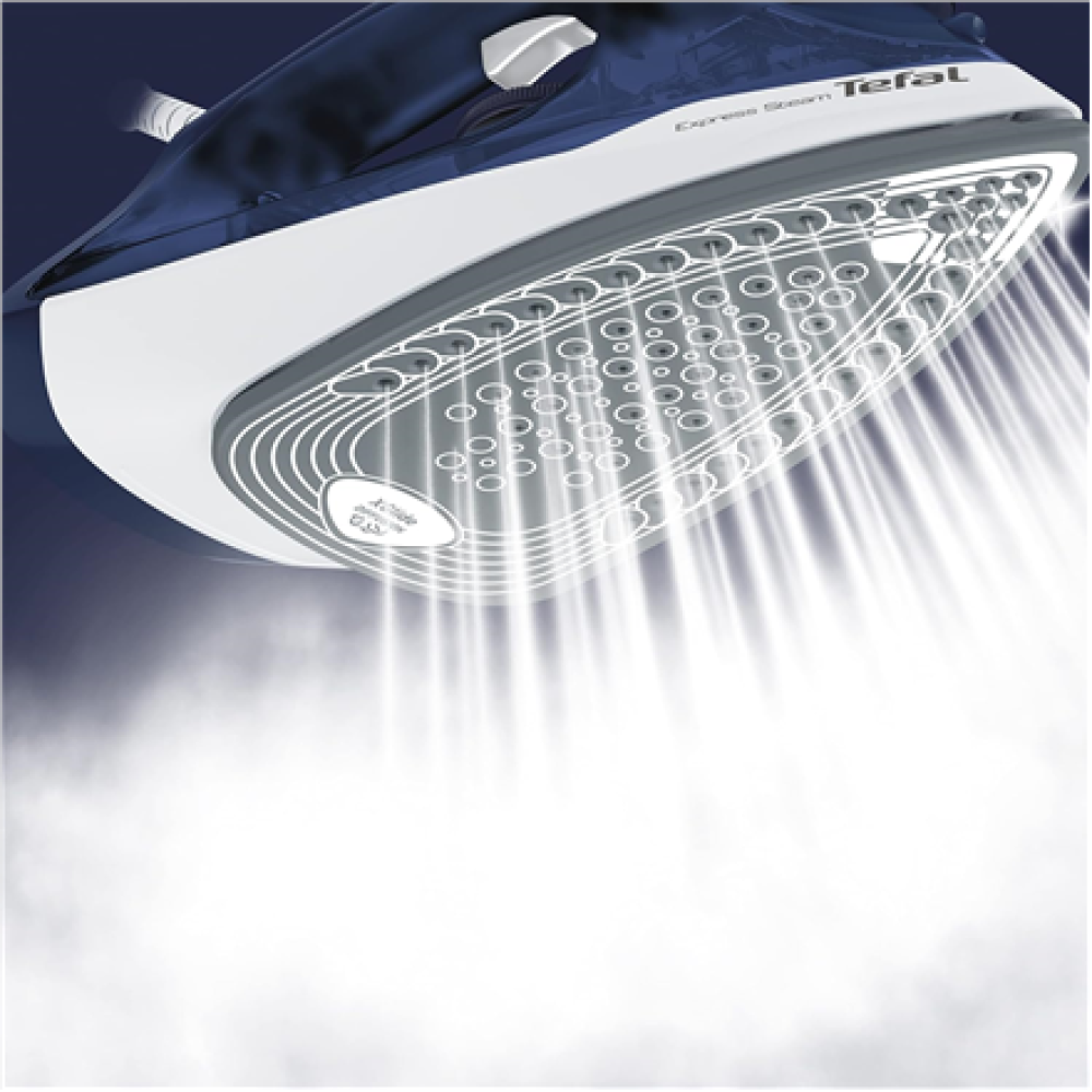 TEFAL , FV2838E0 , Steam Iron , 2400 W , Water tank capacity 270 ml , Continuous steam 40 g/min , Blue/White