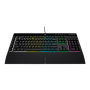 Corsair , Rubber Dome , K55 RGB PRO , Gaming keyboard , Gaming Keyboard , RGB LED light , US , Wired , Black