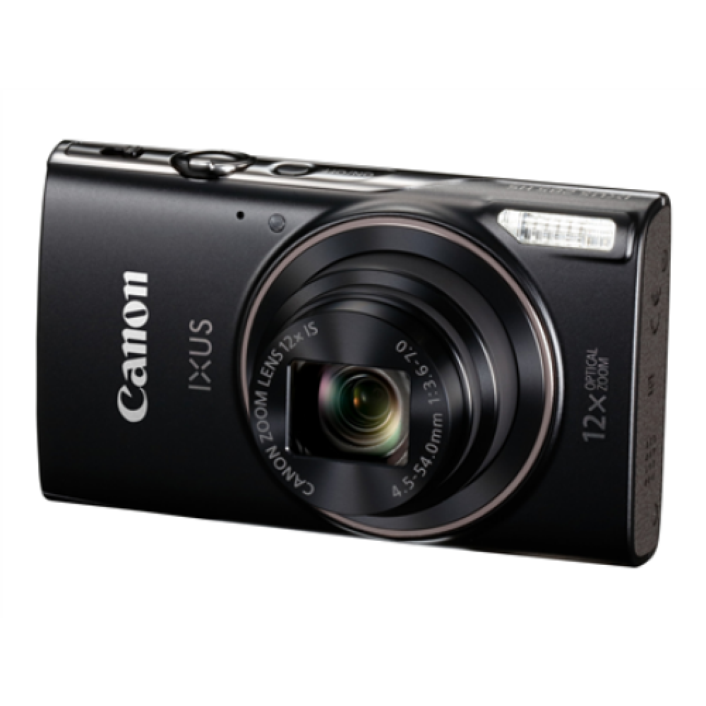 Canon , IXUS , 285 HS , Compact camera , 20.2 MP , Optical zoom 12 x , Digital zoom 4 x , Image stabilizer , ISO 3200 , Display diagonal 7.62 , Wi-Fi , Focus TTL , Video recording , Lithium-Ion (Li-Ion) , Black