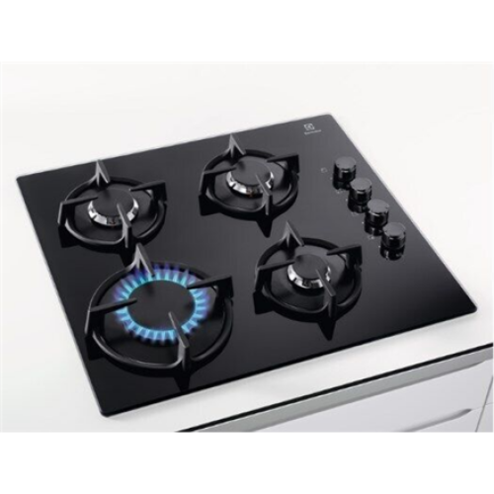 Electrolux Hob EGG6407K Gas on glass Number of burners/cooking zones 4 Rotary knobs Black