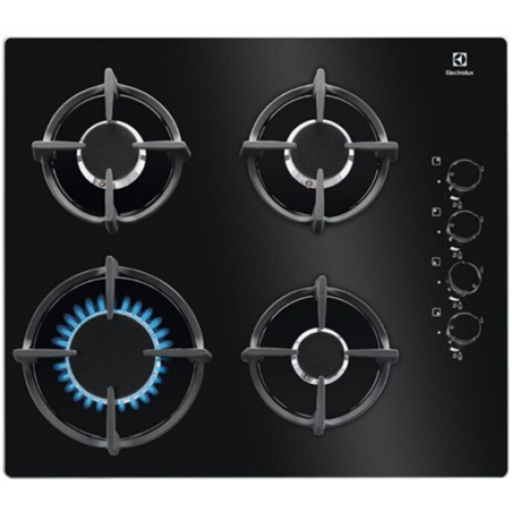 Electrolux Hob EGG6407K Gas on glass Number of burners/cooking zones 4 Rotary knobs Black