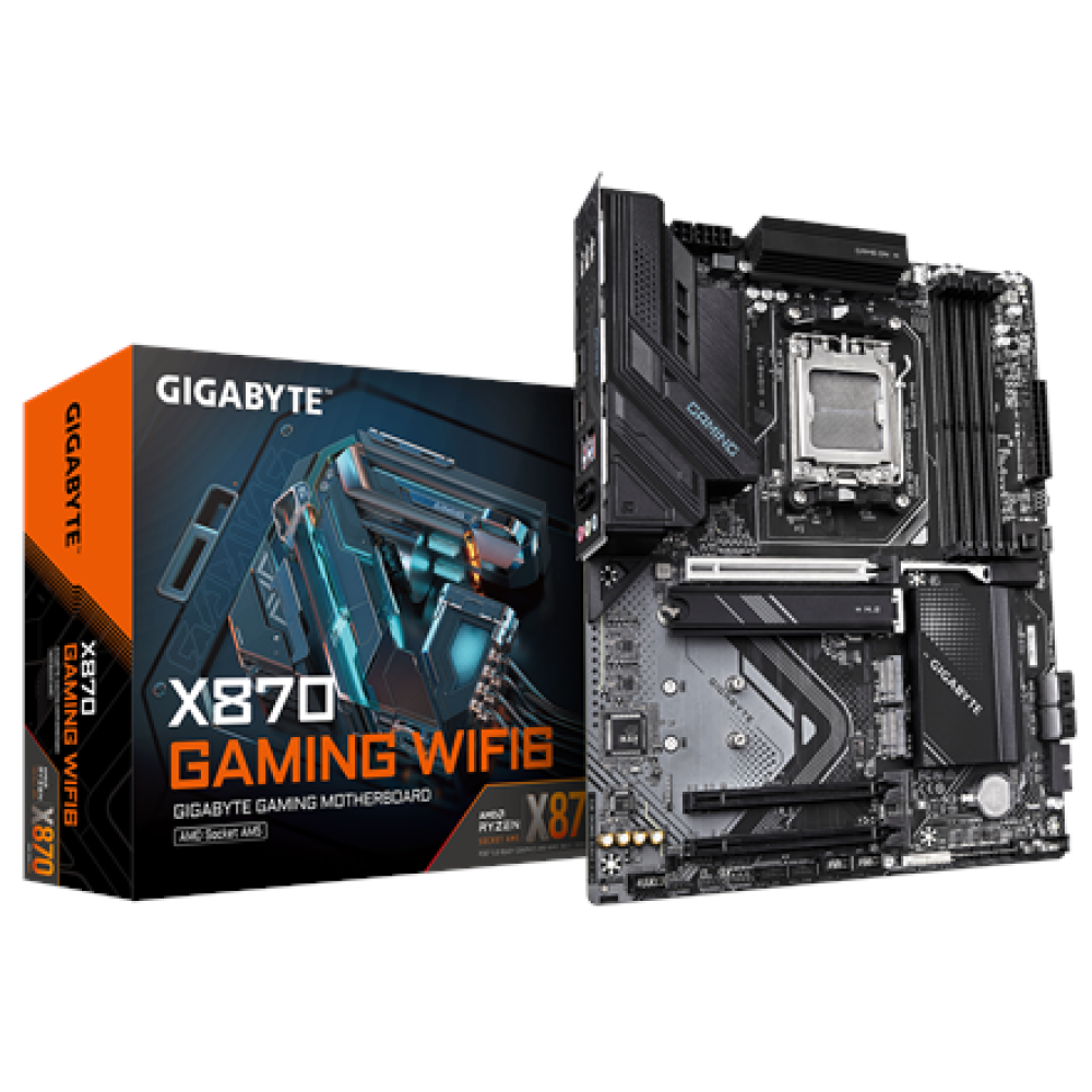 Gigabyte X870 GAMING WF6 , Processor family AMD , Processor socket AM5 , DDR5 , Supported hard disk drive interfaces M.2, SATA , Number of SATA connectors 4