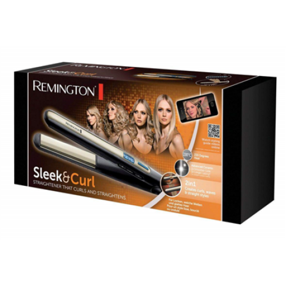 Remington , Hair Straightener , S6500 Sleek & Curl , Ceramic heating system , Display Yes , Temperature (max) 230 °C , Black