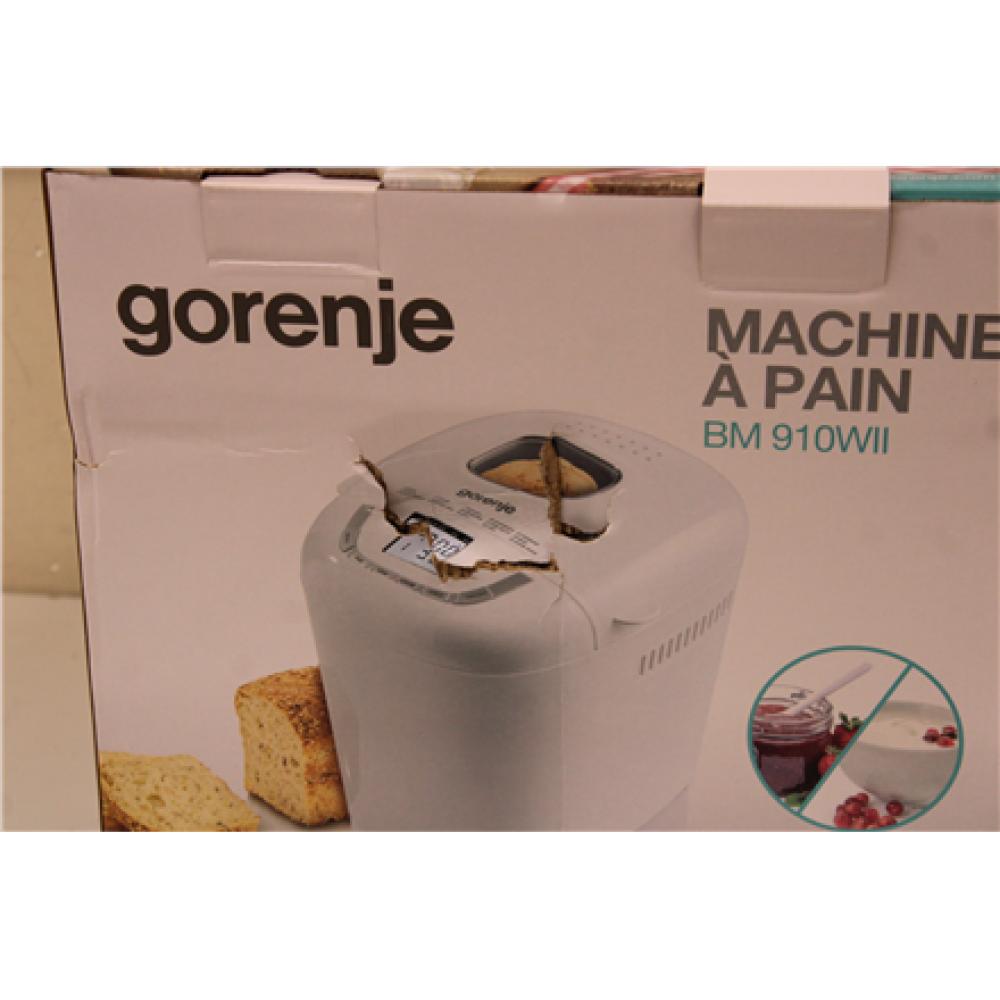SALE OUT. Gorenje BM910WII Bread maker, Power 550 W, 15 programs, LCD display, White , Gorenje Bread maker , BM910WII , Power 550 W , Number of programs 15 , Display LCD , White , DAMAGED PACKAGING