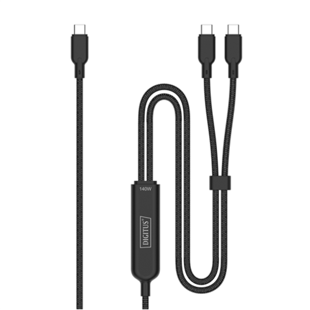 Digitus USB-C 2in1 charging cable, 140W , AK-300170-018-S