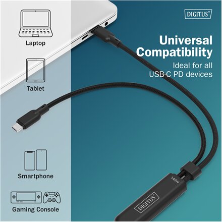 Digitus , USB-C 2in1 charging cable, 140W , AK-300170-018-S