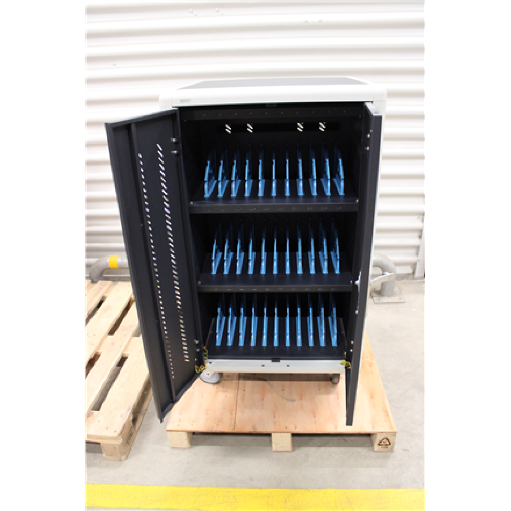 SALE OUT. Digitus Black , Charging Trolley 30 Notebooks / Tablets up to 15.6 , Pressure lock system with swiveling lever handle on the front and back door, lockable; Safety plug socket with switch on the side , REFURBISHED, USED, SCRATCHED ON THE LOWER LE